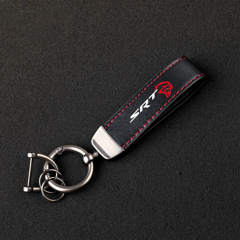 High-Grade Leather Car Keychain Dodge Challenger SRT Car Accessories