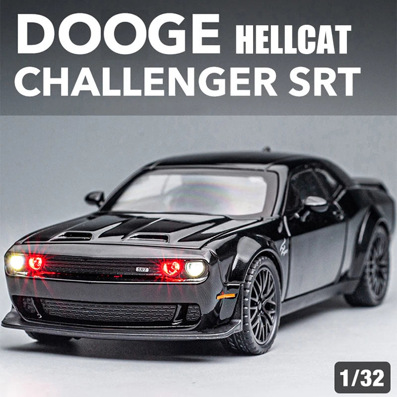 Dodge Challenger Hellcat Toy Car 1:32 Scale Pull Back Hellcat Model with Sound and Light