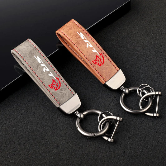 High-Grade Leather Car Keychain Dodge Challenger SRT Car Accessories