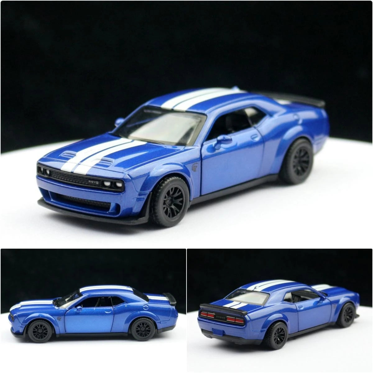1/44 Dodge Challenger SRT Hellcat Toy Car Model Diecast Metal Vehicle Miniature Pull Back Doors Openable
