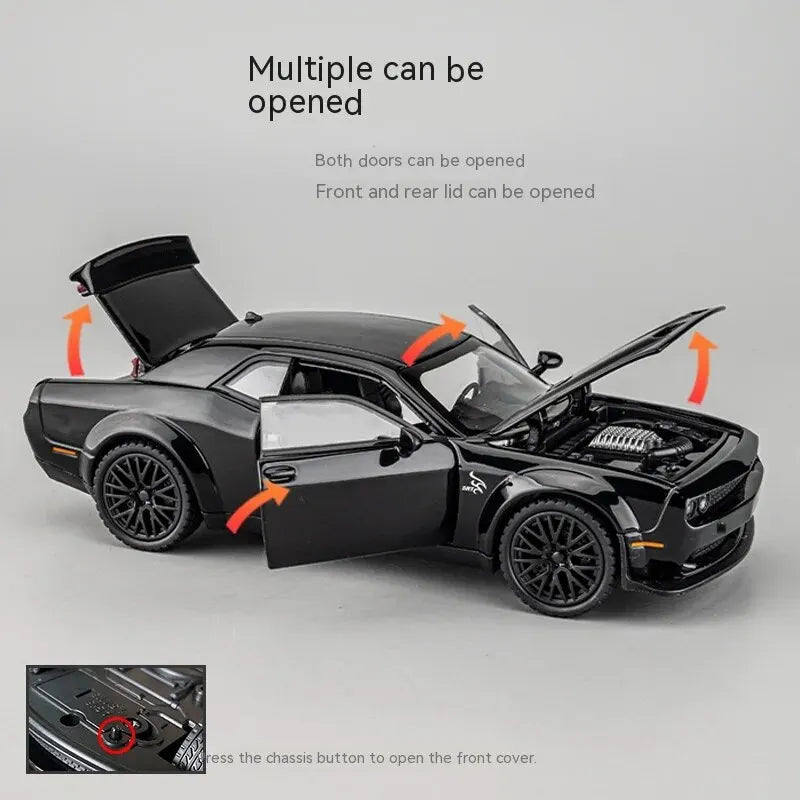 Dodge Challenger Hellcat Toy Car 1:32 Scale Pull Back Hellcat Model with Sound and Light