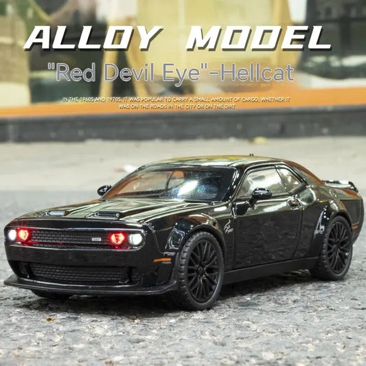 Dodge Challenger Hellcat Toy Car 1:32 Scale Pull Back Hellcat Model with Sound and Light