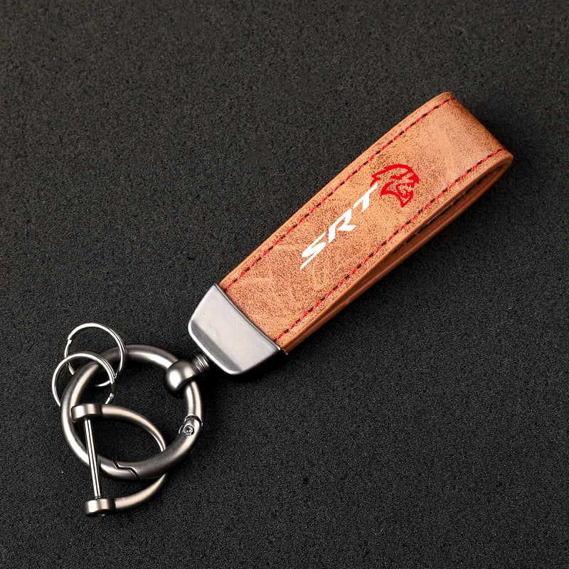 High-Grade Leather Car Keychain Dodge Challenger SRT Car Accessories