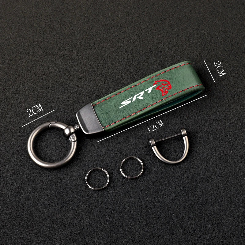 High-Grade Leather Car Keychain Dodge Challenger SRT Car Accessories