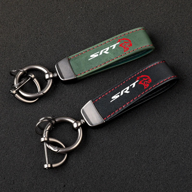 High-Grade Leather Car Keychain Dodge Challenger SRT Car Accessories