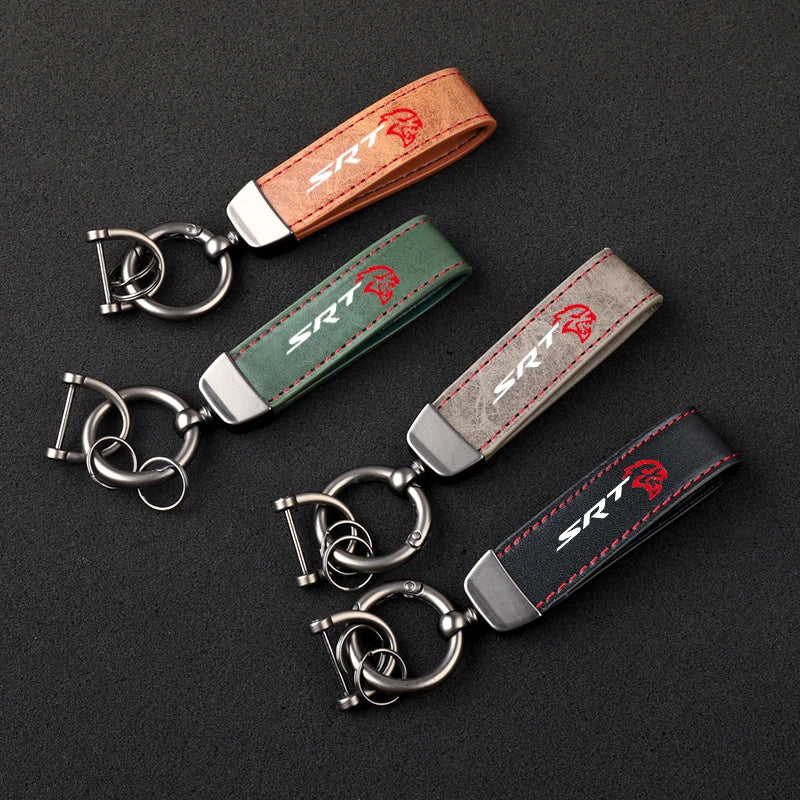 High-Grade Leather Car Keychain Dodge Challenger SRT Car Accessories