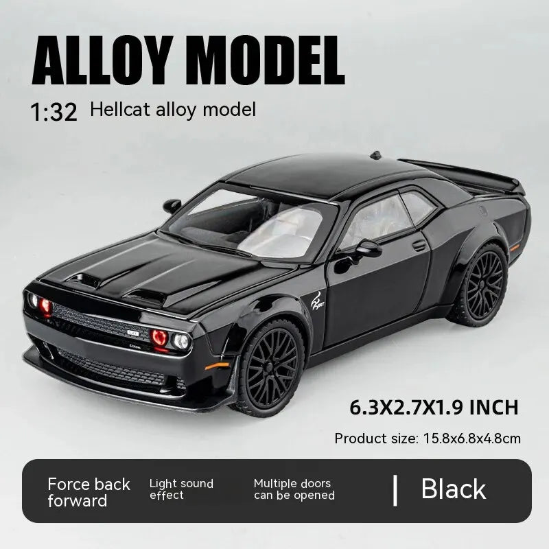 Dodge Challenger Hellcat Toy Car 1:32 Scale Pull Back Hellcat Model with Sound and Light